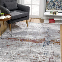 8’ x 11’ Gray and Brown Abstract Scraped Area Rug