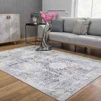 4” x 6” Gray Abstract Patterns Area Rug