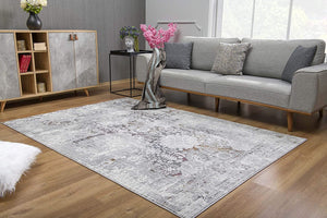 4” x 6” Gray Abstract Patterns Area Rug