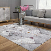 4’ x 6’ Gray Irregular Geometric Area Rug