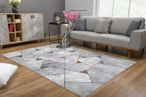 8’ x 11’ Gray Irregular Geometric Area Rug