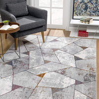 8’ x 11’ Gray Irregular Geometric Area Rug