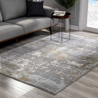 8’ x 11’ Beige and Gray Distressed Area Rug