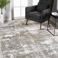 8’ x 11’ Beige and Gray Distressed Area Rug