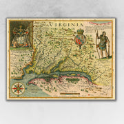 18" X 24" Map Of Virginia C1627 Vintage  Poster Wall Art