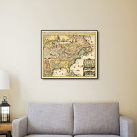 24" x 28" Vintage 1718 Map of New France