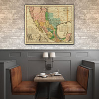 20" x 24" Vintage 1846 Map of Mexico Wall Art