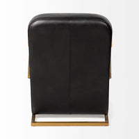 Black Leather Diamond Pattern Gold Club Chair