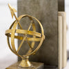 Gold Tone Metal Sphere Compass Bookends