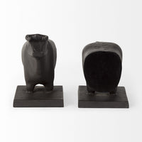 Black Cast Aluminum Bull Bookends