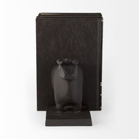 Black Cast Aluminum Bull Bookends