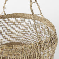 Set of Two Wicker Storage Baskets with Long Handles