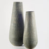 31" Rustic Gray and Gold Textured Ceramic Floor Vase