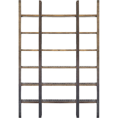 Brown Wood And Iron Six Shelf Standing Unit