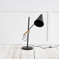 Sleek Black and Gold Cone Adjustable Table or Desk Lamp