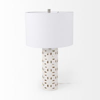 Pierced White Ceramic Base Table Lamp