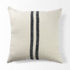 22" Beige and Central Blue Stripes Square Accent Pillow Cover