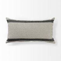 Cream and Gray Striped Lumbar Accent Pillow Cover