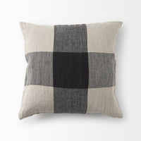 Beige and Black Plaid Pattern Throw Pillow Cover