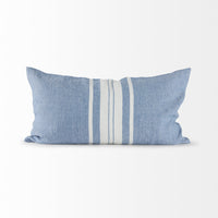 Blue and Cream Middle Striped Lumbar Pillow Cover