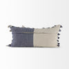 Denim Blue and Canvas Tassle Lumbar Accent Pillow Cover