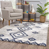 4’ x 6’ Gray and Navy Boho Chic Area Rug