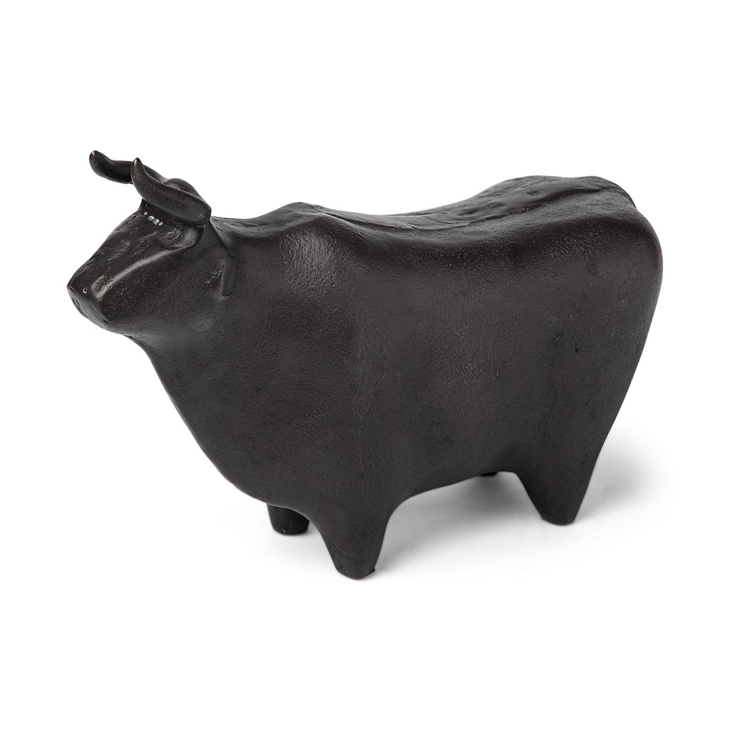 Black Cast Aluminum Bull Décor Piece