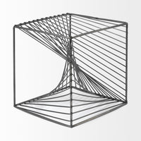 Contemporary Gray Metal Cubed Décor Piece