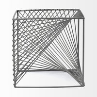 Contemporary Gray Metal Cubed Décor Piece