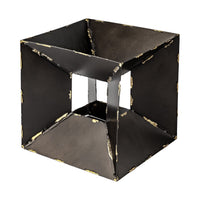 Black Metal Cube Shaped Sculpture