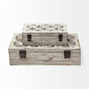 Set of Two Distressed White Wooden Boxes