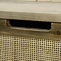 Set of Two Wood and Cane Storage Boxes