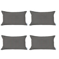 Set of 4 Cream Houndstooth Lumbar Pillow Covers