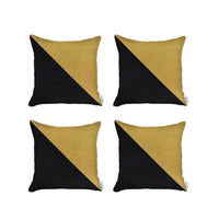 Set of 4 Black and Yellow Diagonal Pillow Covers