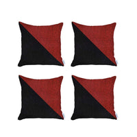 Set of 4 Black and Red Diagonal Pillow Covers