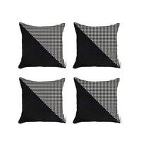 Set of 4 Black Houndstooth Pillow Covers