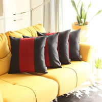 Set of 4 Black and Red Center Pillow Covers