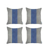 Set of 4 Ivory and Blue Center Pillow Covers