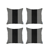 Set of 4 Black Houndstooth Pillow Covers