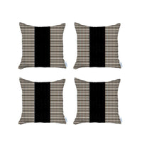 Set of 4 Tan Houndstooth Pillow Covers