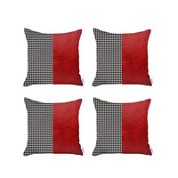 Set of 4 Red Faux Leather Pillow Covers