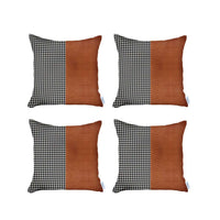 Set of 4 Brown Faux Leather Pillow Covers