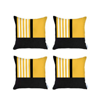 Set of 4 Yellow and Black Printed Pillow Covers