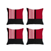 Set of 4 Red and Black Printed Pillow Covers