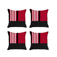 Set of 4 Red and Black Printed Pillow Covers