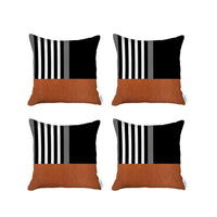 Set of 4 Brown and Black Printed Pillow Covers