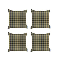 Set of 4 Pale Yellow Houndstooth Pillow Covers