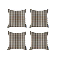 Set of 4 Tan Houndstooth Pillow Covers