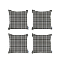 Set of 4 Black Houndstooth Pillow Covers