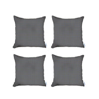 Set of 4 Blue Houndstooth Pillow Covers